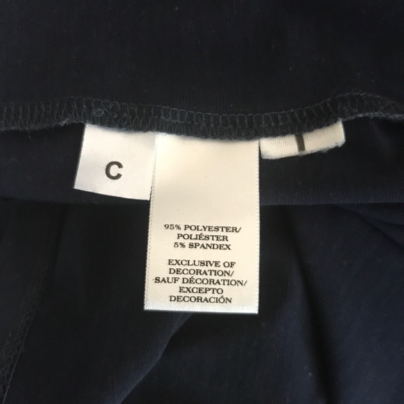 LOFT navy top black faux leather trim petite M - Picture 8 of 8